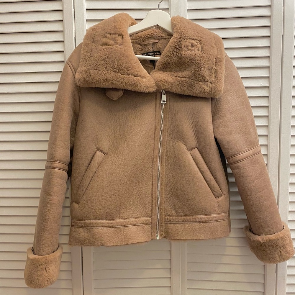 Mauve Leather Coat with Fur Lining